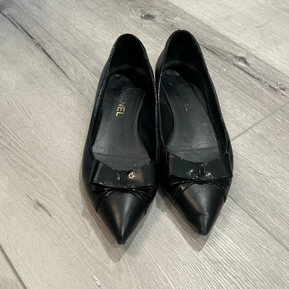 💕🥿 Black Chanel Flats, Size 39.5 - Picture 4 of 8